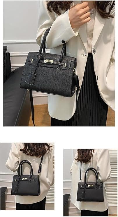 ハンドバッグ 2WAY フェイクレザー ショルダーバッグ ブラック — image 2
