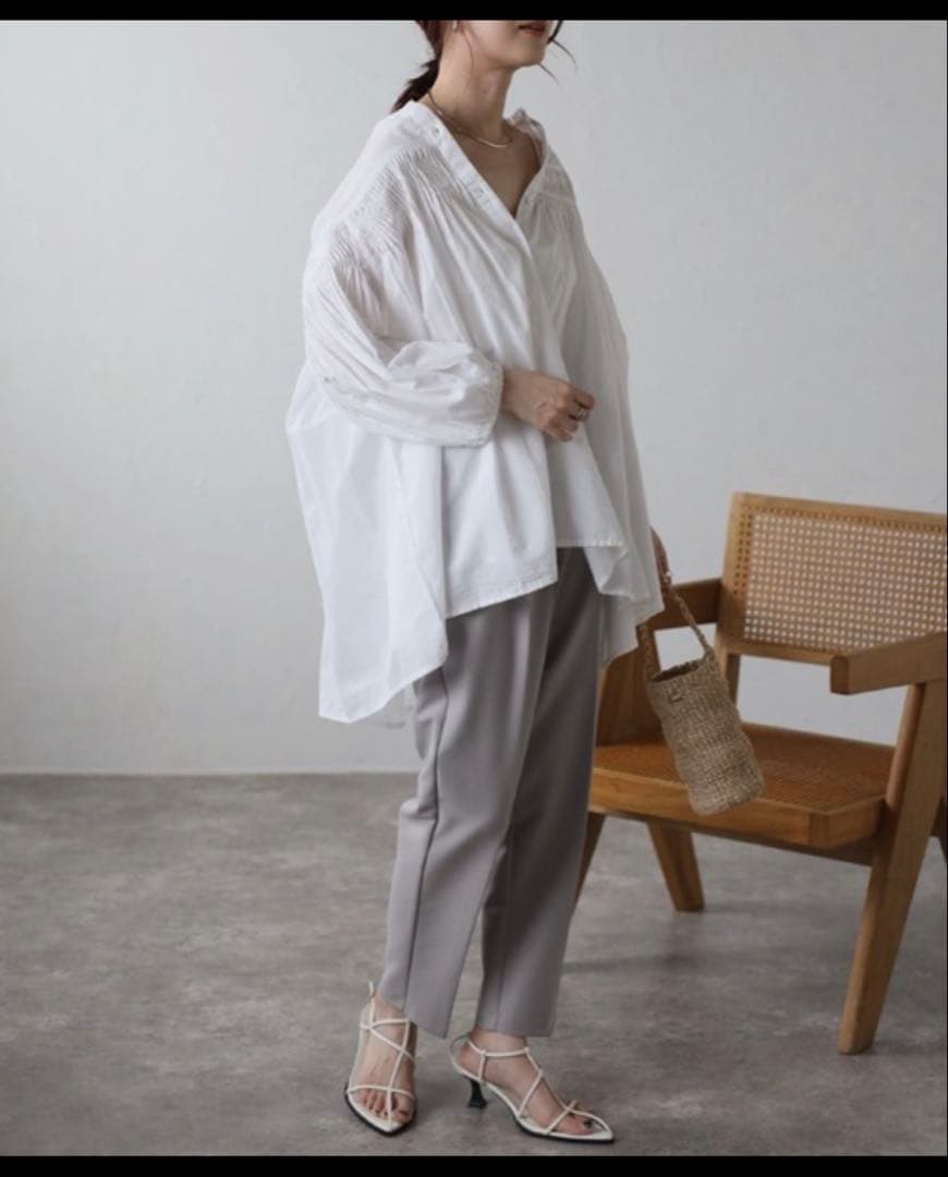 Bonjour Sagan シャツ　インド綿　ピンタック　ブラウス — image 5