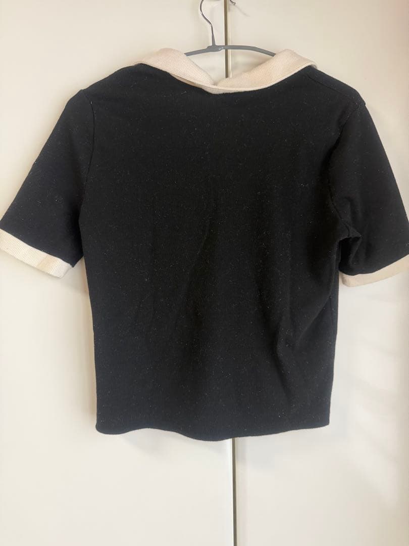 Lutique 半袖 ポロシャツ 黒 白 バイカラー — image 2