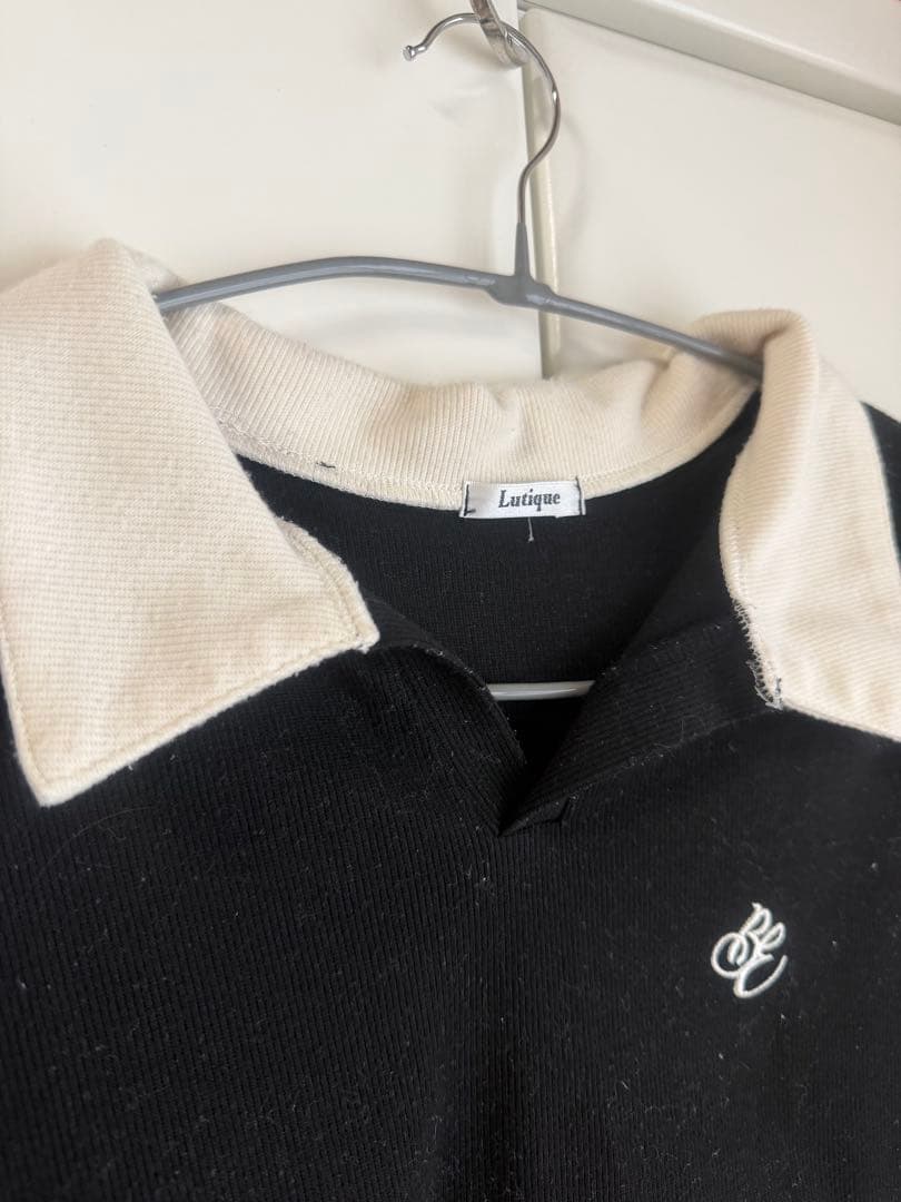 Lutique 半袖 ポロシャツ 黒 白 バイカラー — image 3