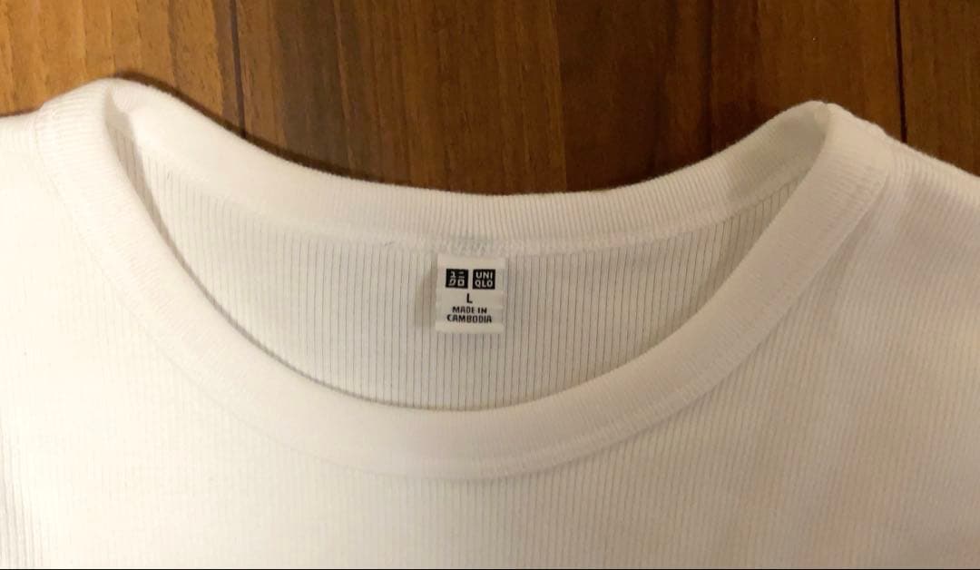 UNIQLO リブクルーネック長袖Tシャツ ホワイト L — image 3