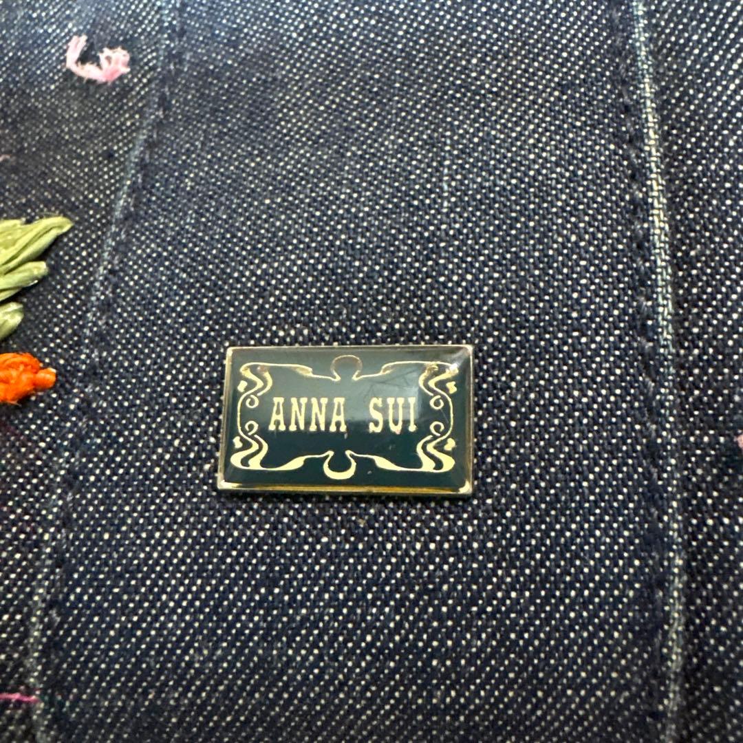 ANNA SUI デニム ハンドバッグ 花柄刺繍 — image 2