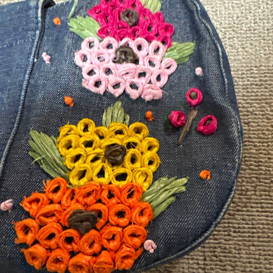 ANNA SUI デニム ハンドバッグ 花柄刺繍 — image 3