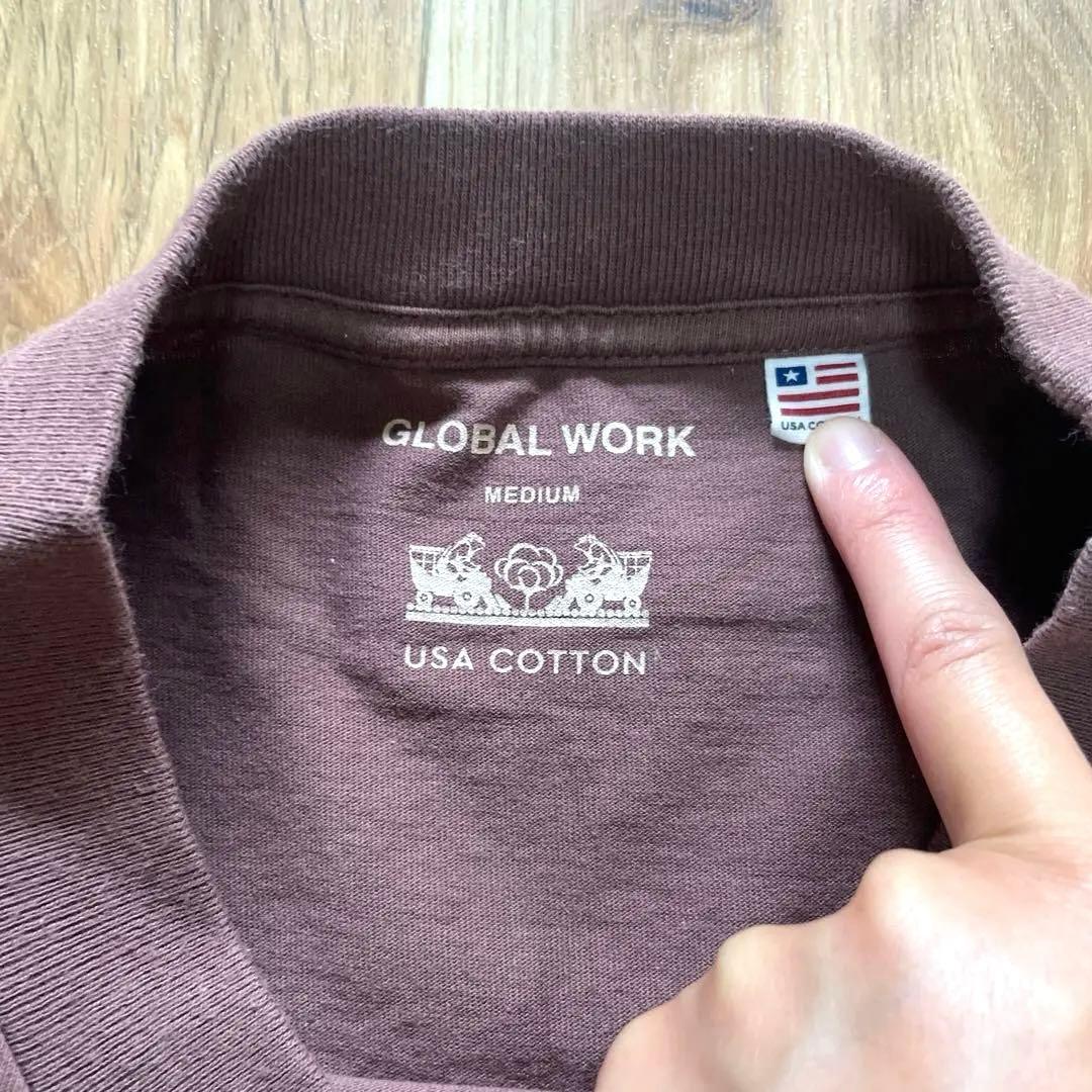 GLOBAL WORK USAコットン 半袖ワンピース ブラウン M — image 2