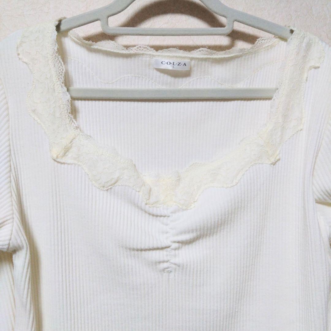 【Honeys】レース　リブ　カットソー　白　Lサイズ【ハニーズ】 — image 2