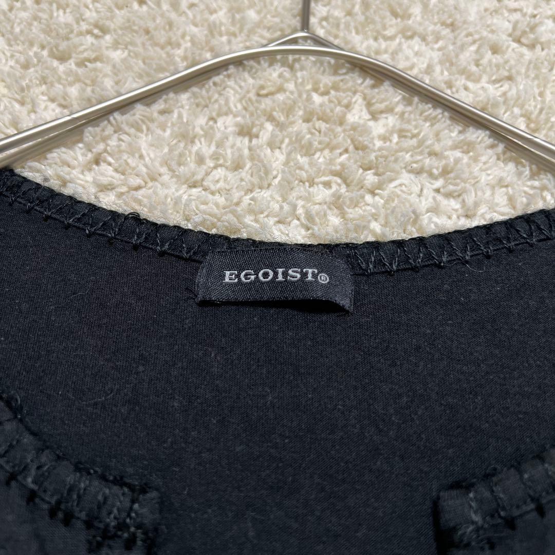 【エゴイスト】EGOIST 刺繍入りチュニック 半袖　ブラック　黒 — image 4
