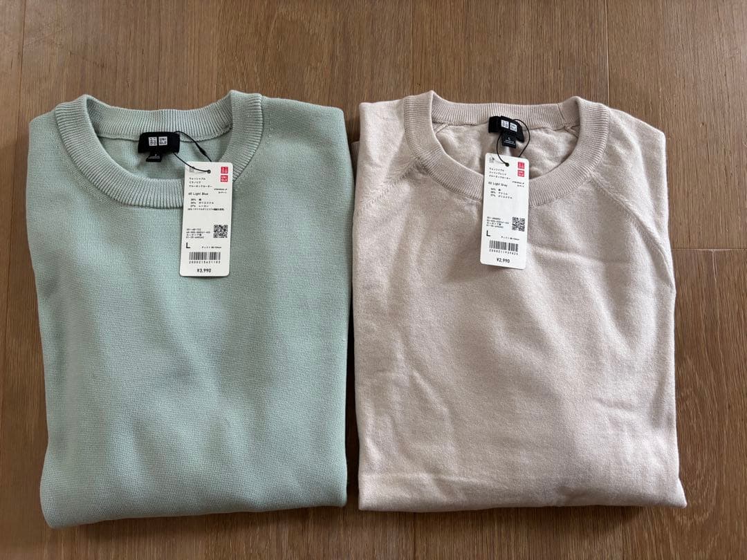 UNIQLO ウォッシャブルコットンクルーネックセーター 2枚セット — image 2