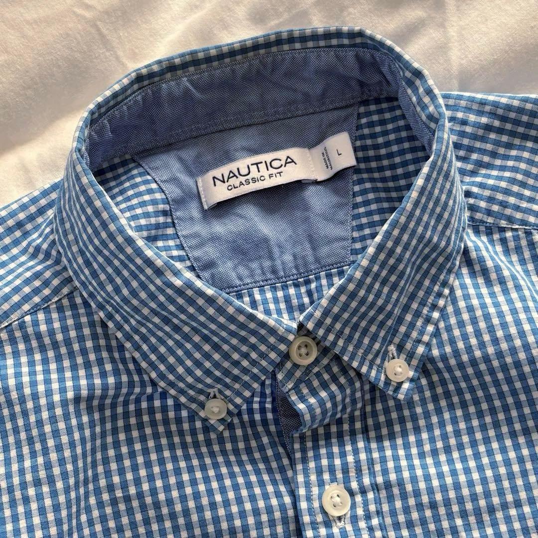 NAUTICA 青ギンガムチェックシャツ L — image 2