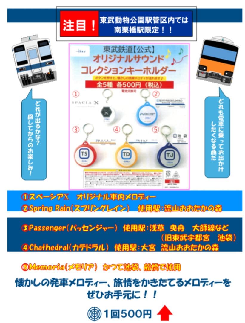 東武 オリジナルサウンドキーホルダー SPACIA Xバージョン — image 2
