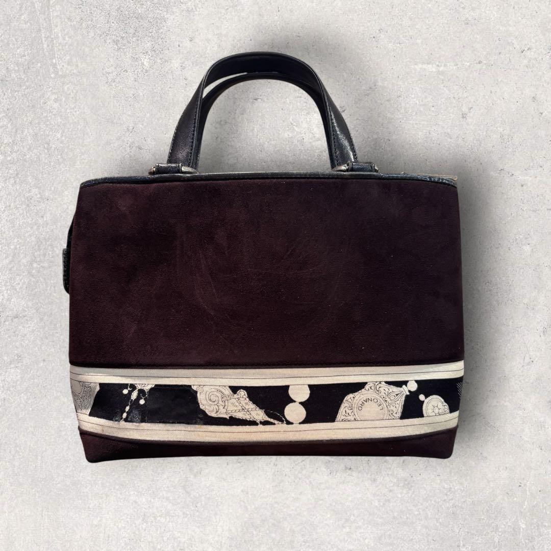 【LEONARD】レオナール スエード×スカーフ柄 ハンドバッグ ボルドー — image 2