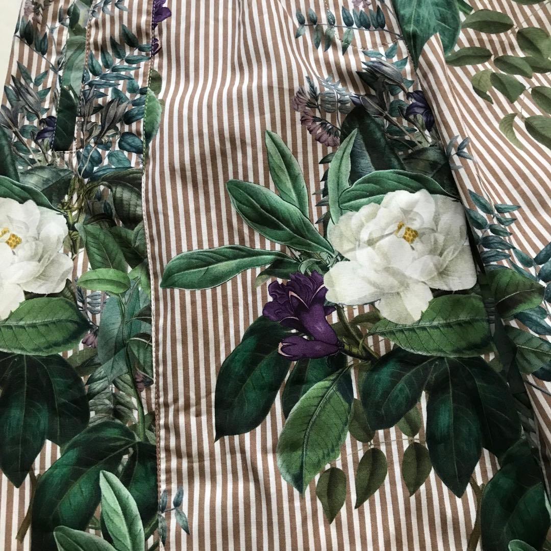 【タグ付き✨新品未使用】ZARA 花柄ストライプ パンツ XSサイズ　コットン — image 3