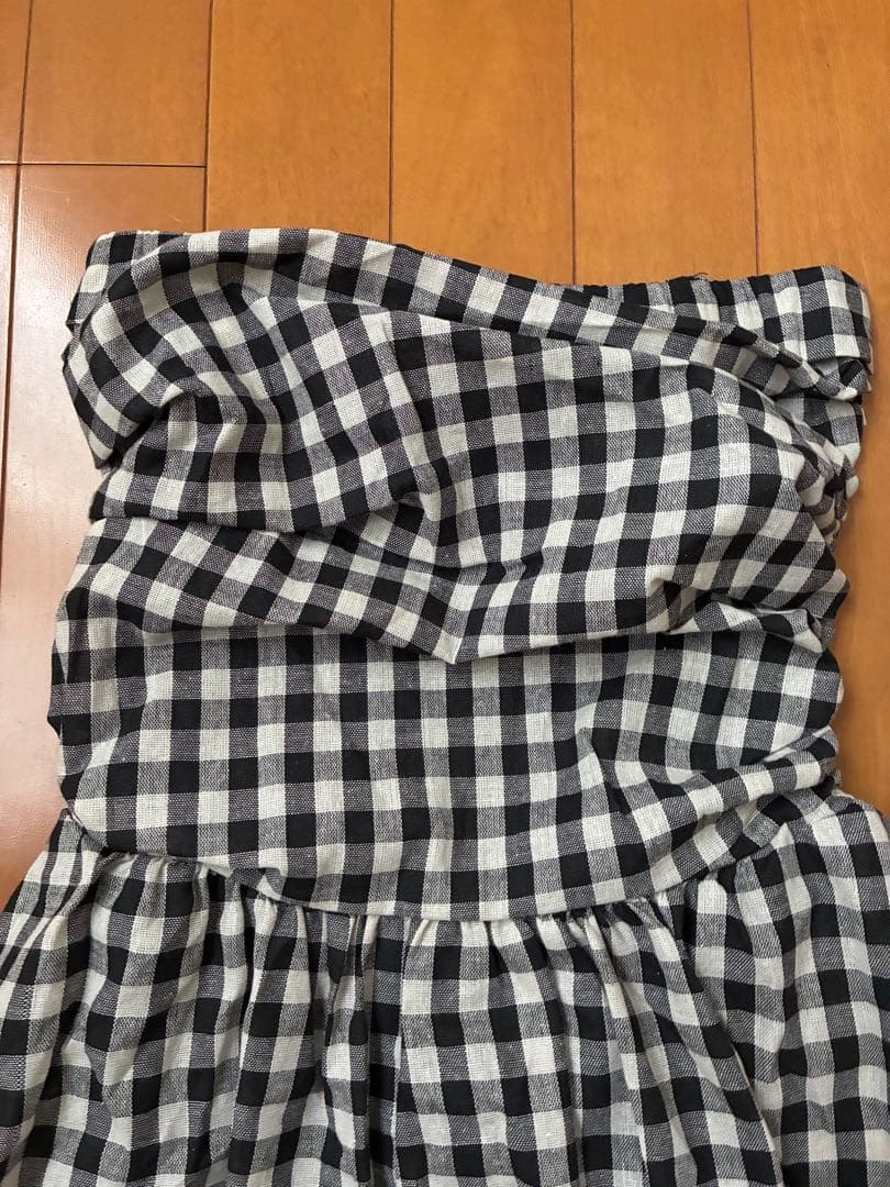 チューブトップ　フレアワンピース　チェック柄 — image 2