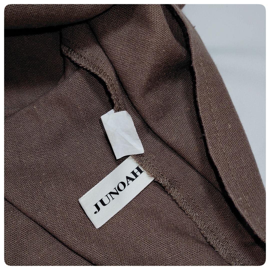 【美品】ジュノア JUNOAH 麻混 キャミワンピース ブラウン バックリボン — image 3