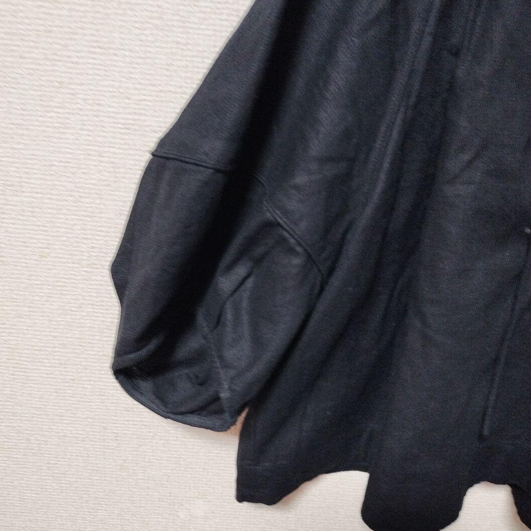 極美品✨️BEAUTY&YOUTH 麻コットンドビー Vネックチュニック 黒 — image 4