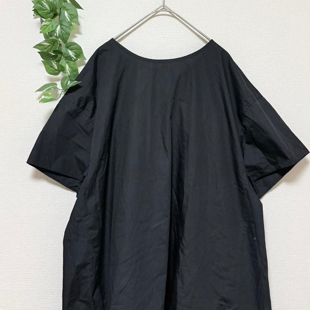 【KBF】 半袖カットソーワンピース 綺麗め ブラック バックリボン — image 2
