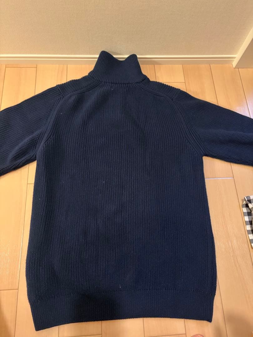 ハーフジップ リブニット ネイビー — image 3
