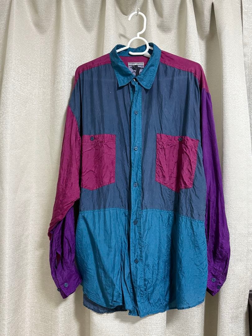 sen 古着 color switching silk shirt — image 2