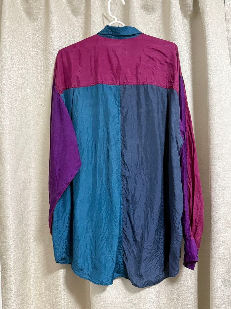 sen 古着 color switching silk shirt — image 3