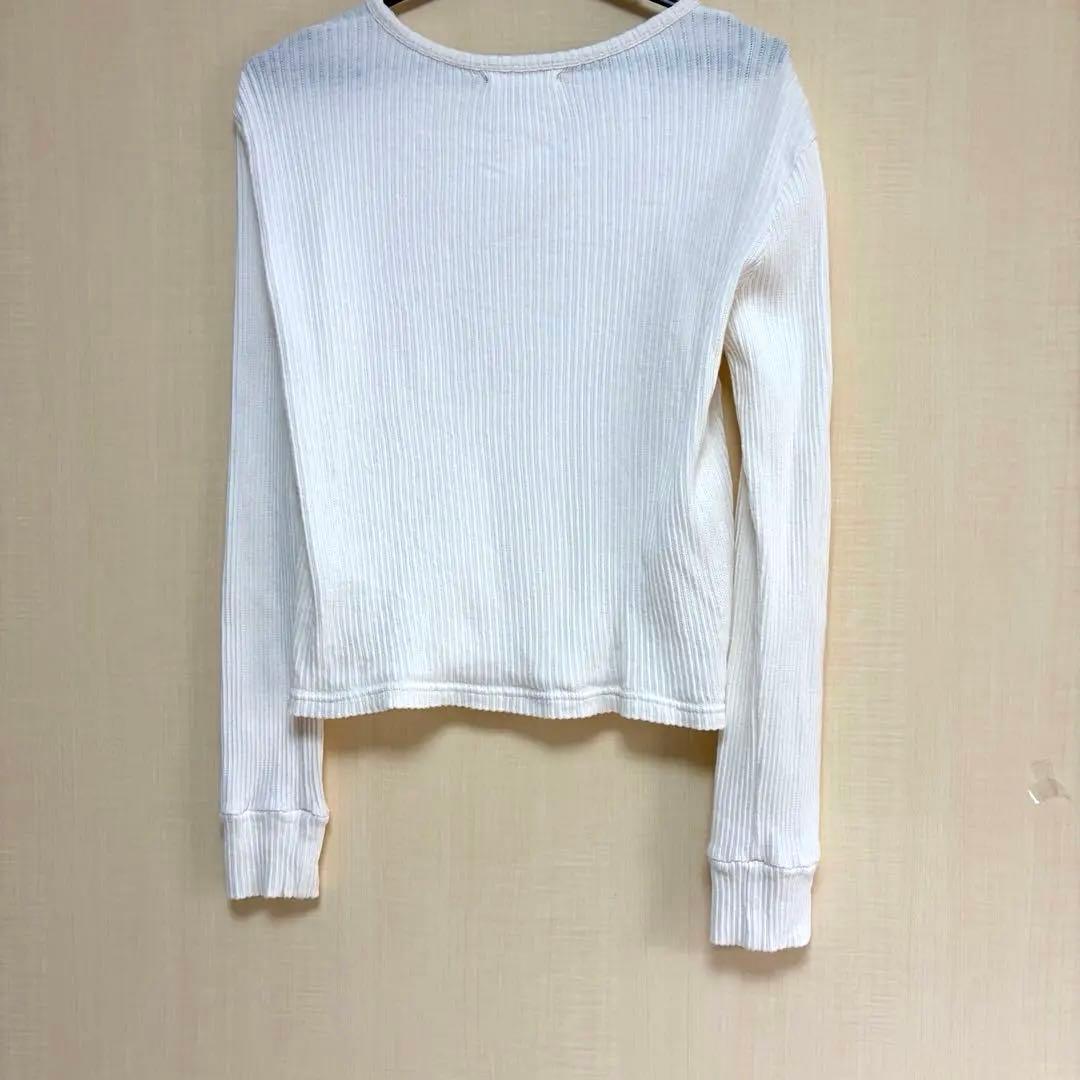 Signature リブヘンリーネック長袖カットソー　白　Mサイズ位 — image 4