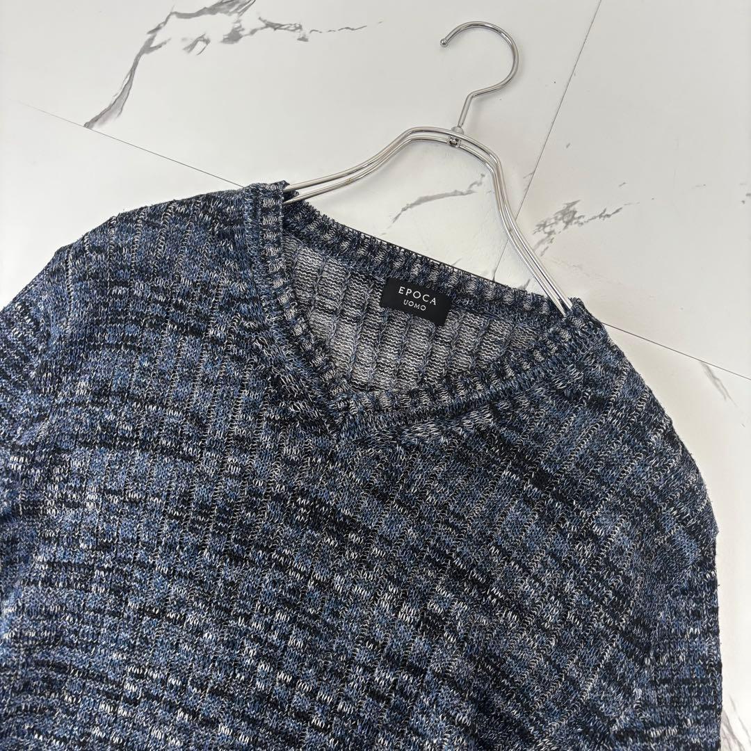 EPOCAUOMO✨サマーニット　Vネック　ストレッチ　模様　麻ミックスカラー — image 4