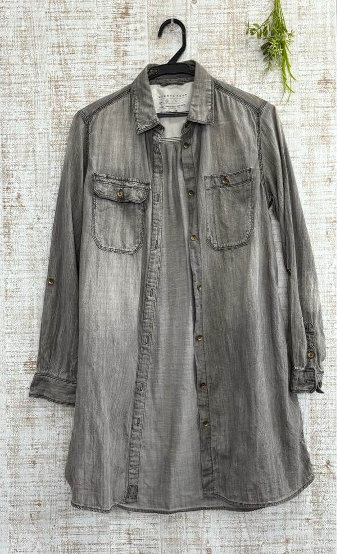SALE ロング丈ダンガリーシャツ　ロールアップ　レディース　デニム — image 2