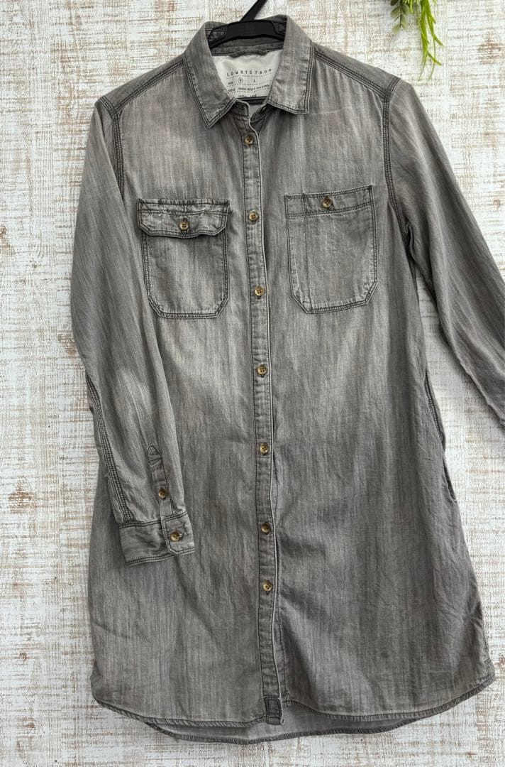 SALE ロング丈ダンガリーシャツ　ロールアップ　レディース　デニム — image 3