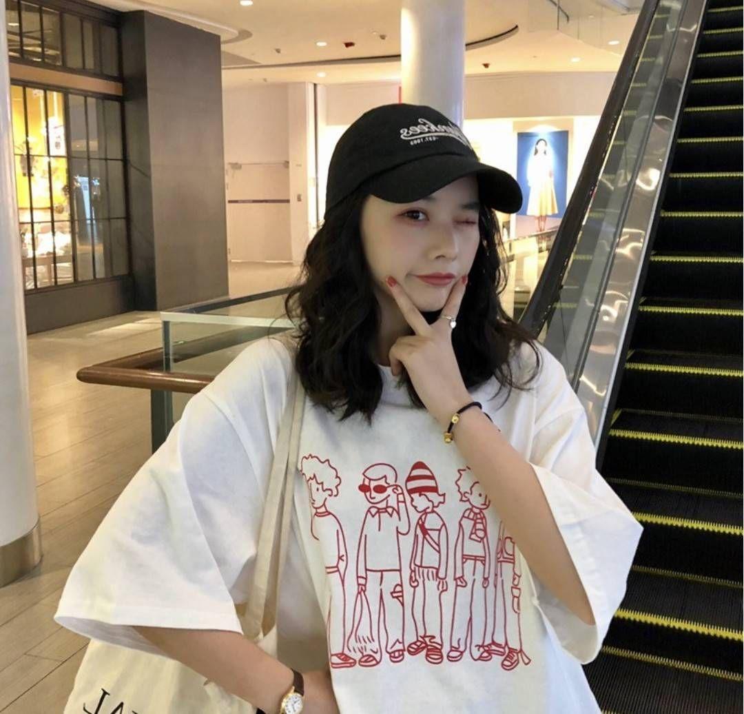ビッグシルエット Tシャツ レディース 韓国ファッション 半袖 ゆるだぼ — image 2