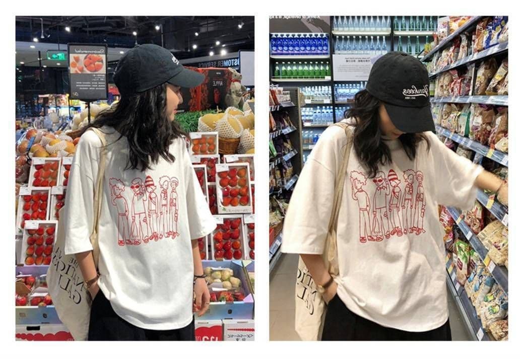 ビッグシルエット Tシャツ レディース 韓国ファッション 半袖 ゆるだぼ — image 3