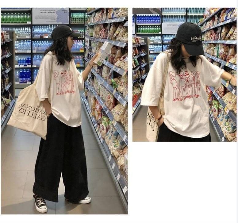 ビッグシルエット Tシャツ レディース 韓国ファッション 半袖 ゆるだぼ — image 4