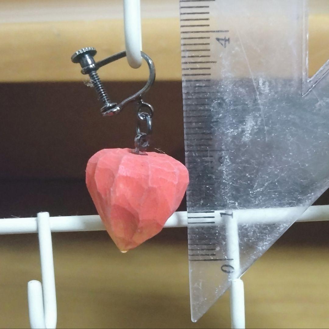 美品 鬼灯 イヤリング ピアス アクセサリー 本物 ウッド 彫刻 オレンジ 浴衣 — image 2