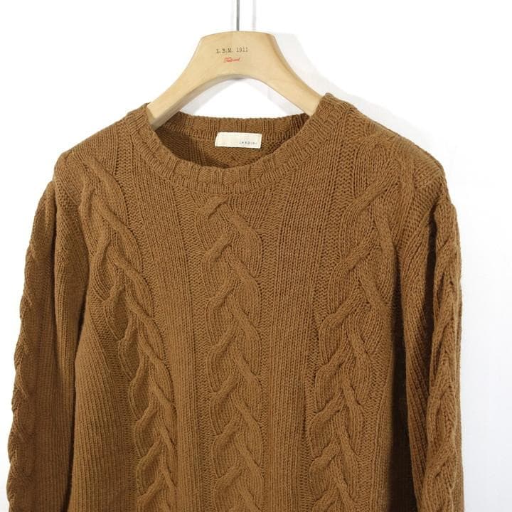 【良品】ラルディーニ　キャメル　ロール編みニット　LARDINI　サイズＬ — image 2