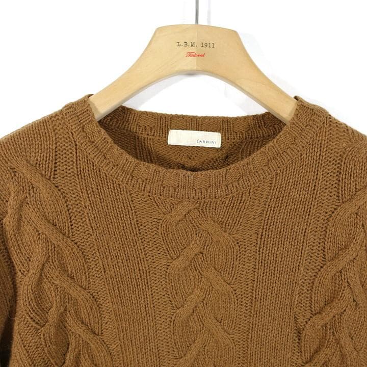 【良品】ラルディーニ　キャメル　ロール編みニット　LARDINI　サイズＬ — image 4