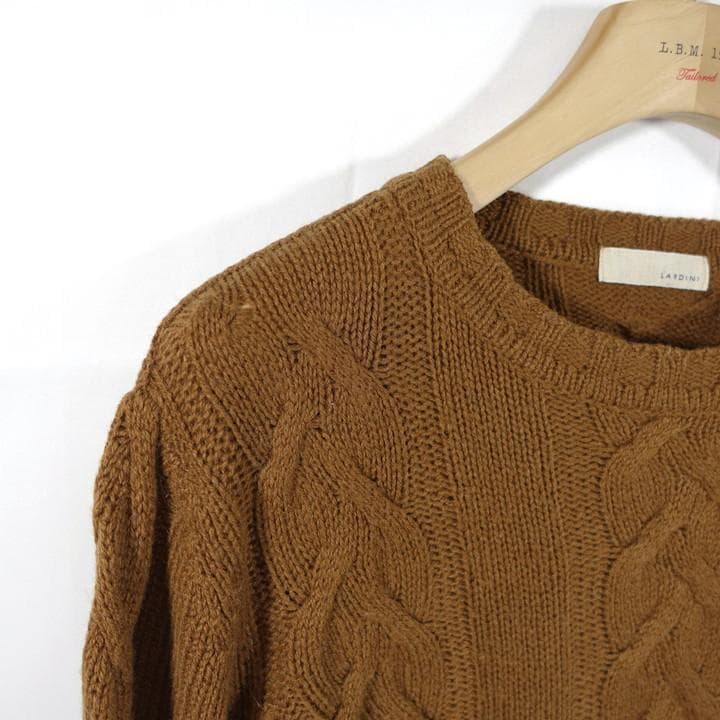 【良品】ラルディーニ　キャメル　ロール編みニット　LARDINI　サイズＬ — image 5