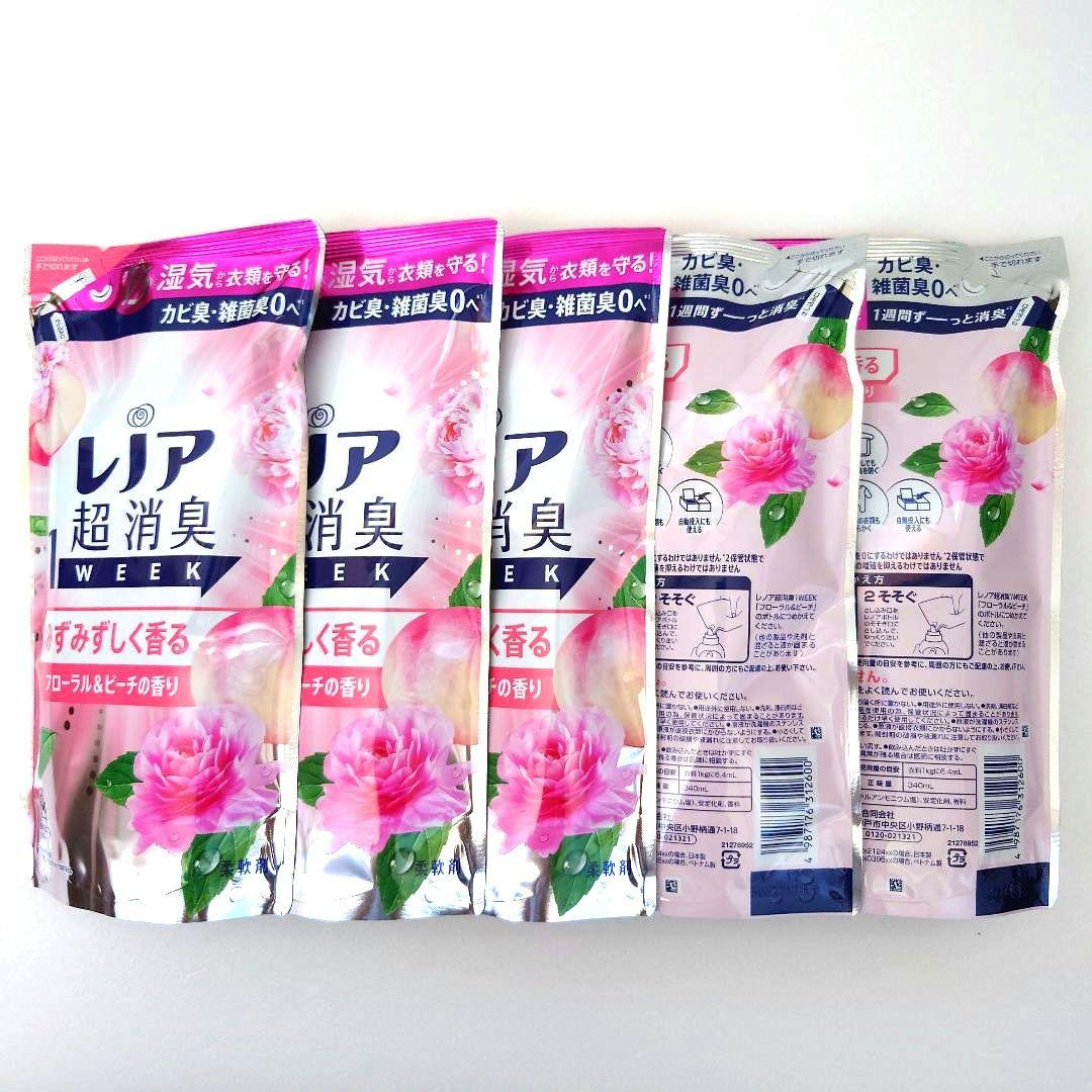 P＆G　レノア　超消臭　1WEEK　　　フローラル＆ピーチ　340ml　5袋　P — image 4