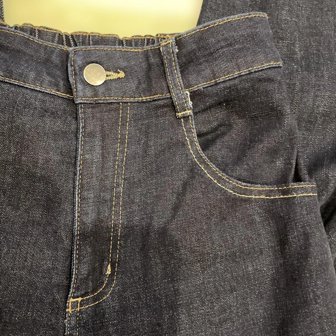 インディゴデニム ストレートパンツ ゴムウエスト　Mサイズ　美品 — image 4