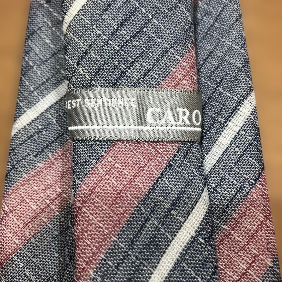 CARO ストライプ ネクタイ グレー ピンク — image 2
