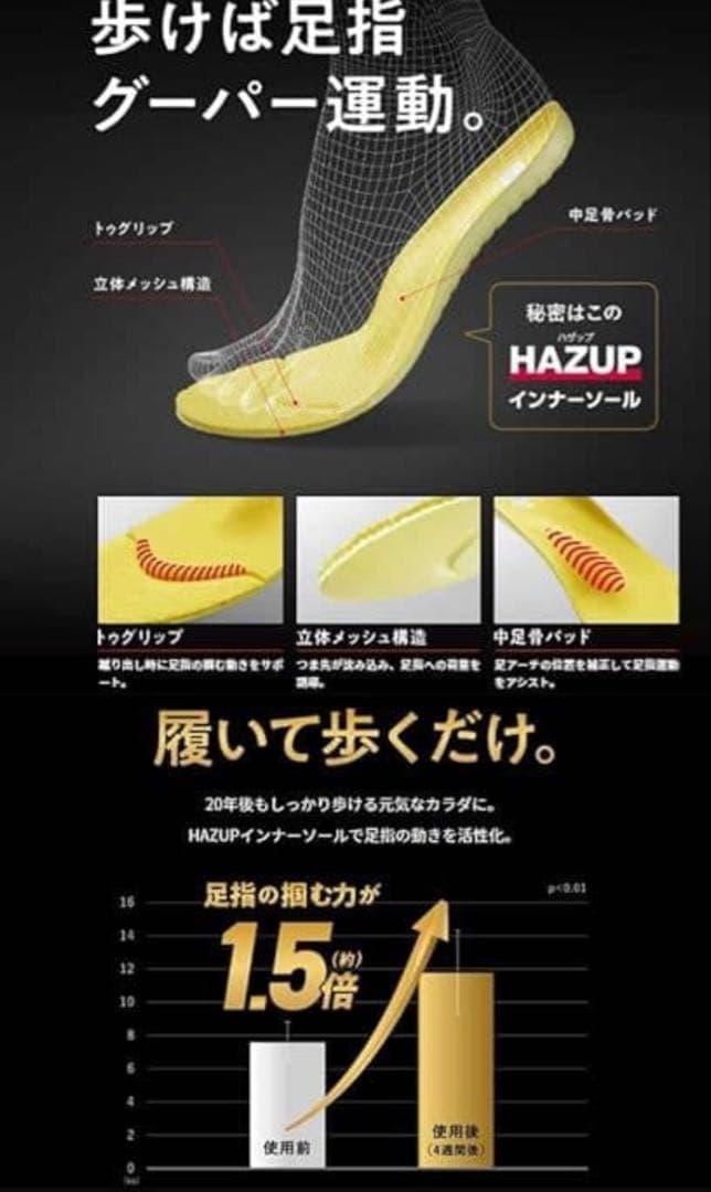 25.5 RAKUWALK ウォーキング 黒 RIZAP 4E 幅広 アシックス — image 4