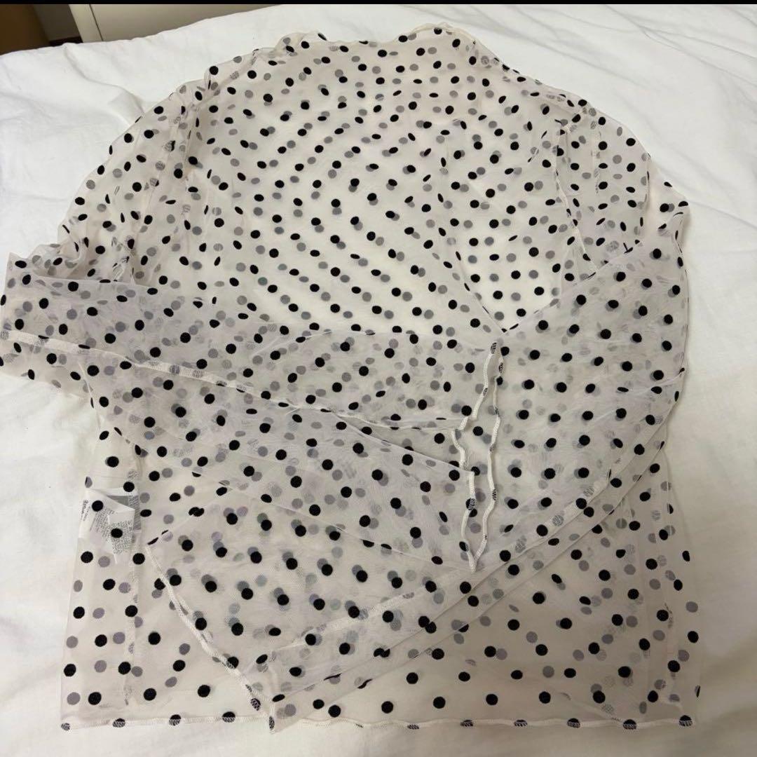 トレンドFRIFUL ドット柄 シアー長袖 トップス　SHEIN 水玉レイヤード — image 3