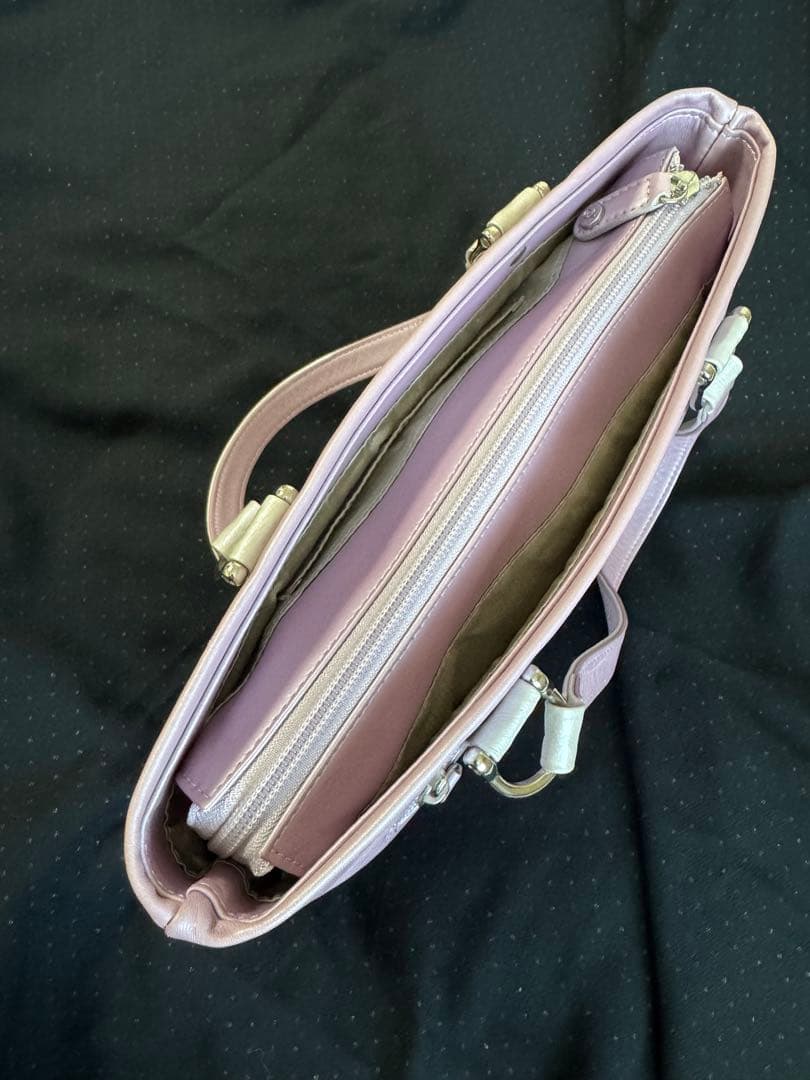 ピンク系ストライプハンドバッグ — image 3