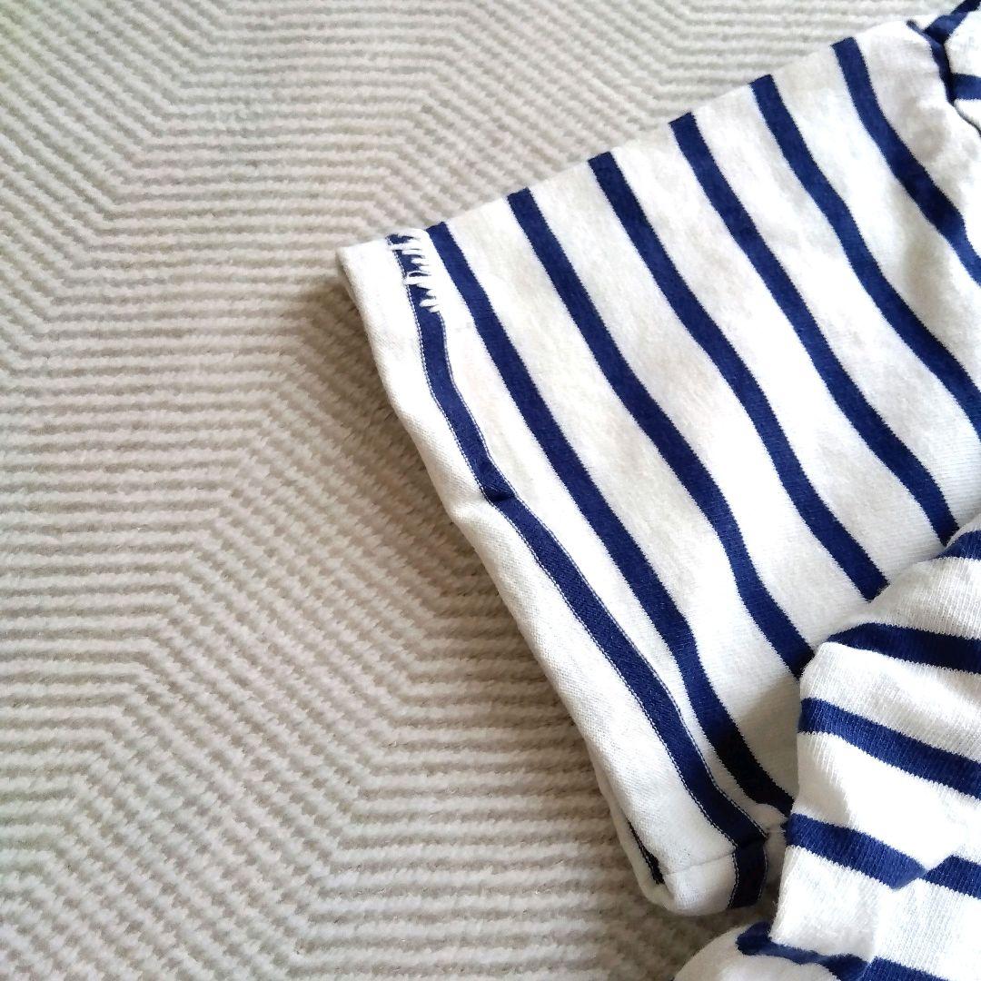 relume マリン ボーダー 半袖 Tシャツ ポケット付き 刺繍 ブルー 白 — image 3