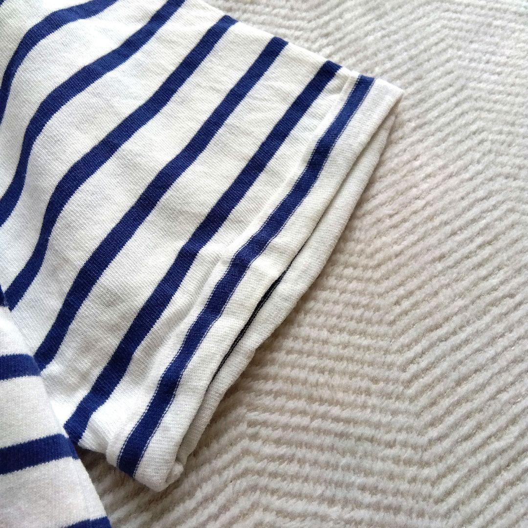 relume マリン ボーダー 半袖 Tシャツ ポケット付き 刺繍 ブルー 白 — image 4
