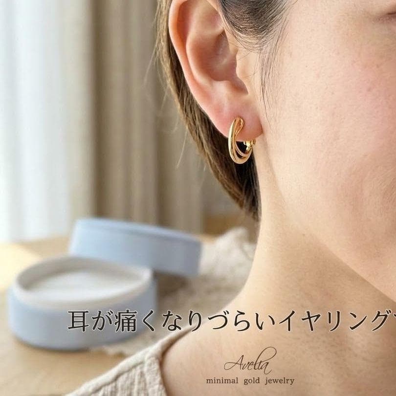 耳が痛くなりづらい【124】フープ ゴールド イヤリング ノンホール — image 4