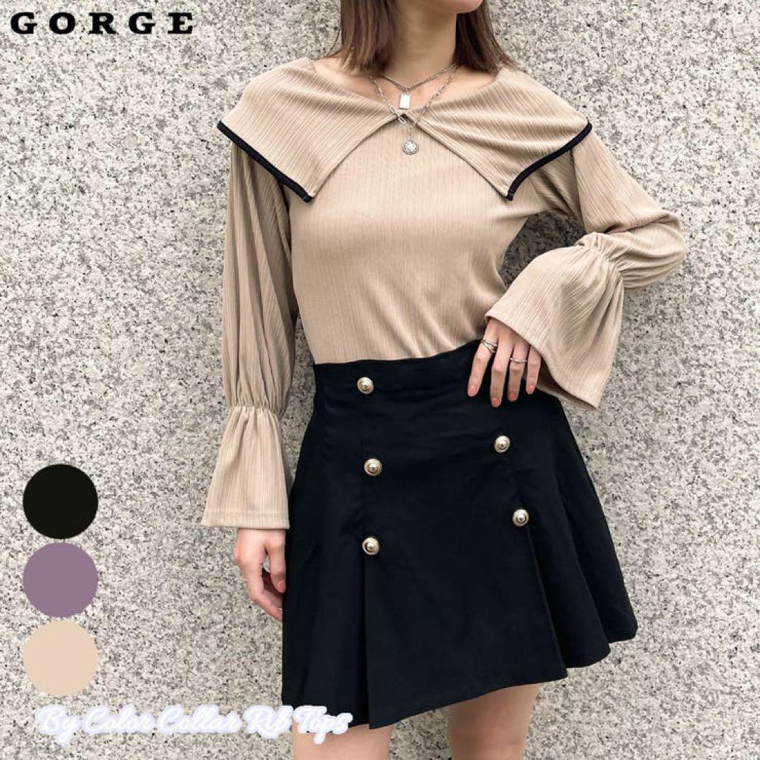 【GORGE】 新品未使用☆バイカラー襟リブトップス　薄手☆ — image 2