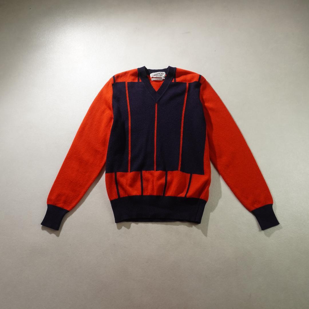 GIVENCHY ストライプ柄Vネックニットセーター レッド/TW417 — image 4