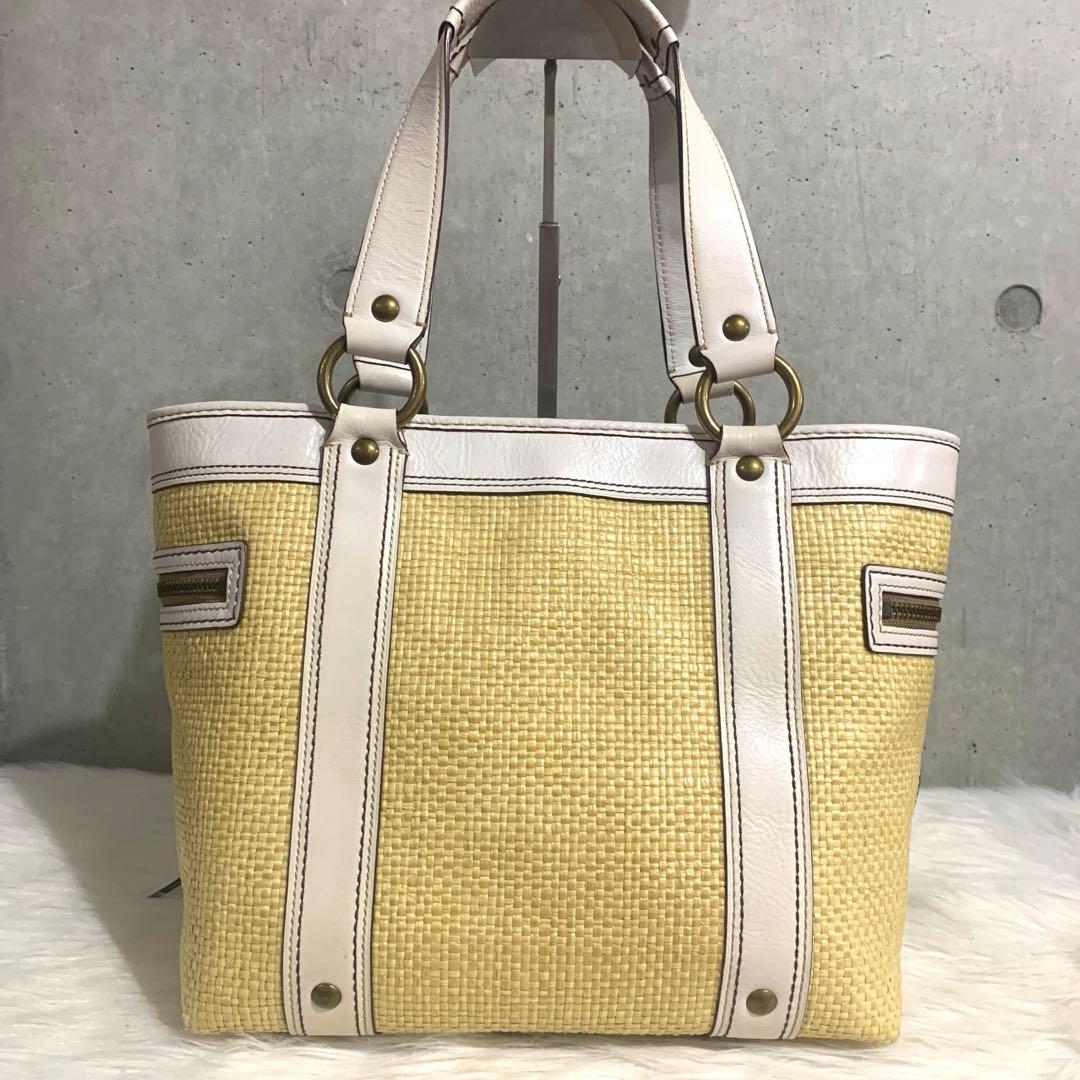 COACH コーチ かごバッグ ソーホー ラフィア ハンドバッグ 白 y2k — image 5