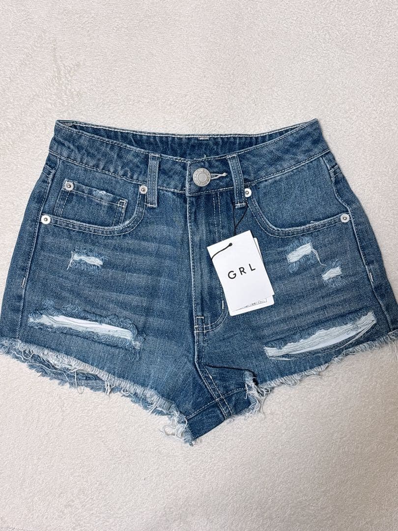 GRL バックカットデザインダメージデニムショートパンツ[cu354] — image 3