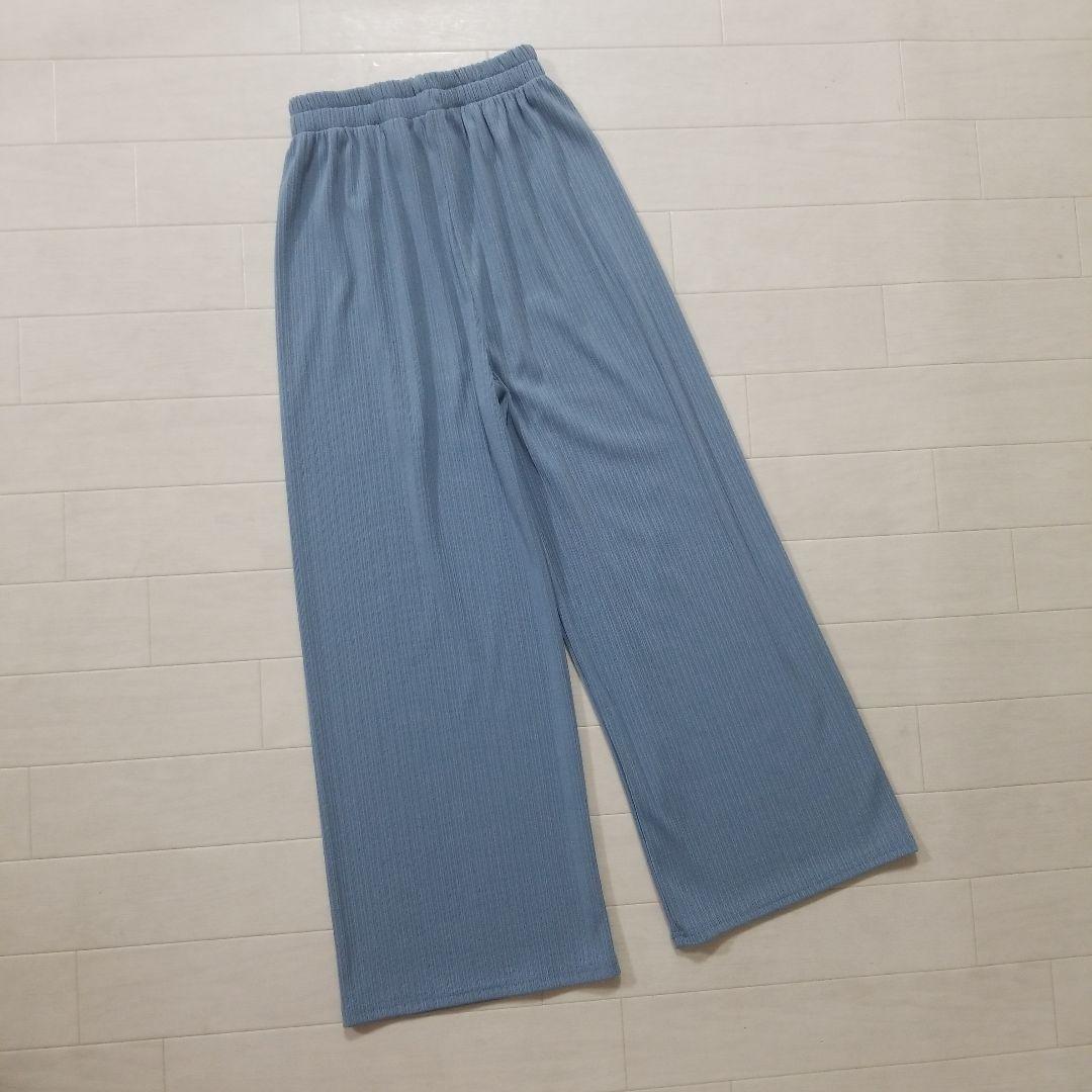 ラズロコバックス リブ編み ライトブルー ガウチョパンツ — image 2