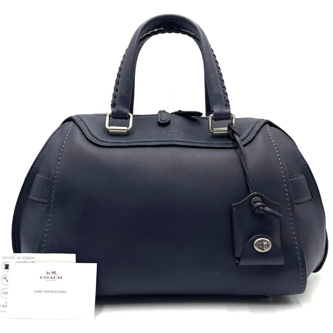 極美品● COACH コーチ ハンドバッグ ミニボストン ネイビー レザー — image 2