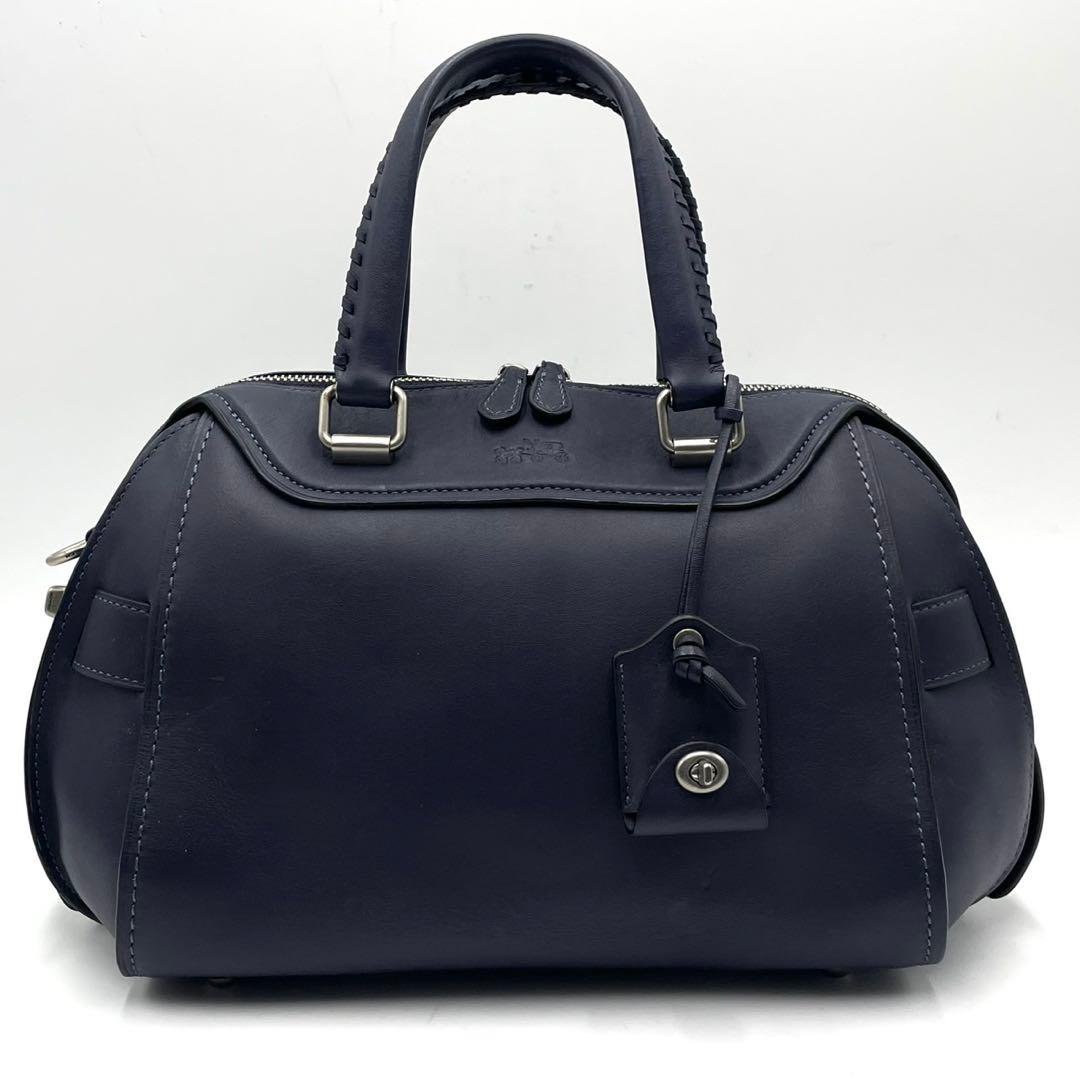極美品● COACH コーチ ハンドバッグ ミニボストン ネイビー レザー — image 3