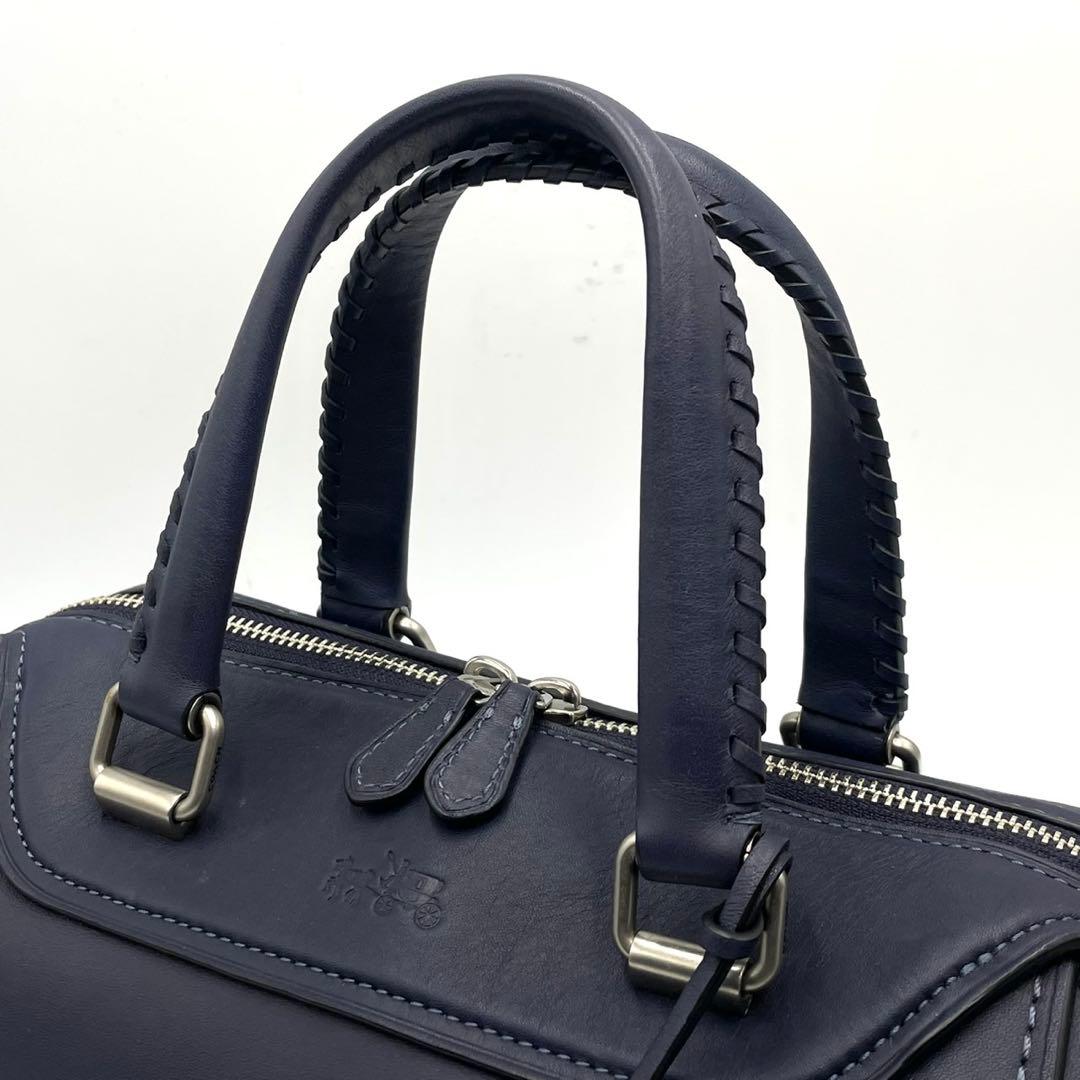 極美品● COACH コーチ ハンドバッグ ミニボストン ネイビー レザー — image 5